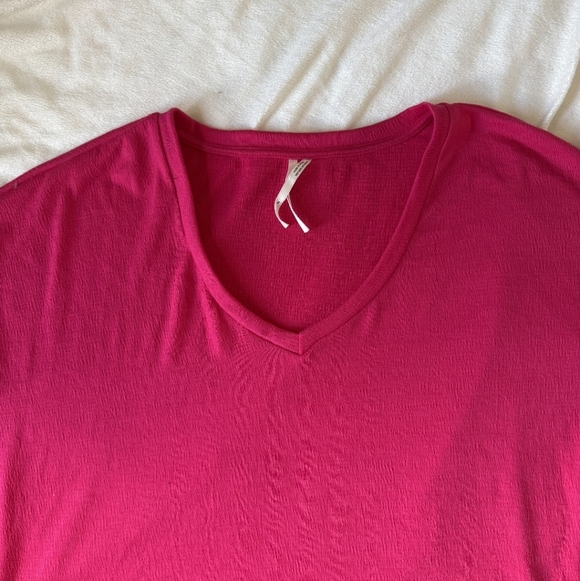 Anthropologie Pink Long Sleeve Boxy V-Neck Knit Top - Picture 4 of 7